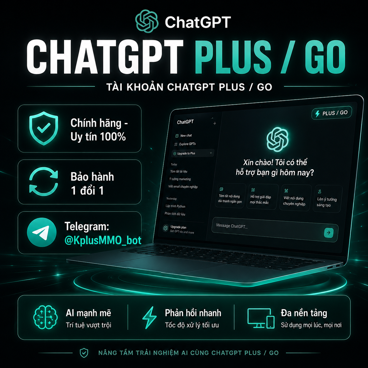TÀI KHOẢN CHATGPT PLUS / GO - NÂNG CẤP CHÍNH CHỦ SIÊU RẺ