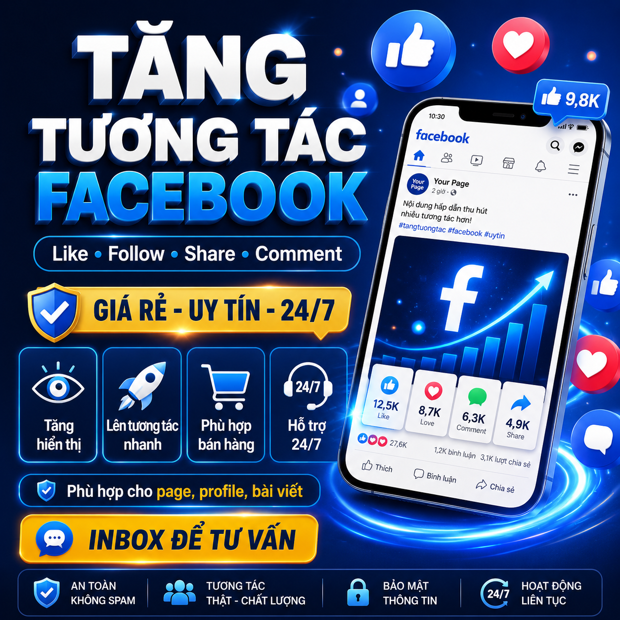 Buff Like Follow Facebook Giá Rẻ - Uy Tín 24/7