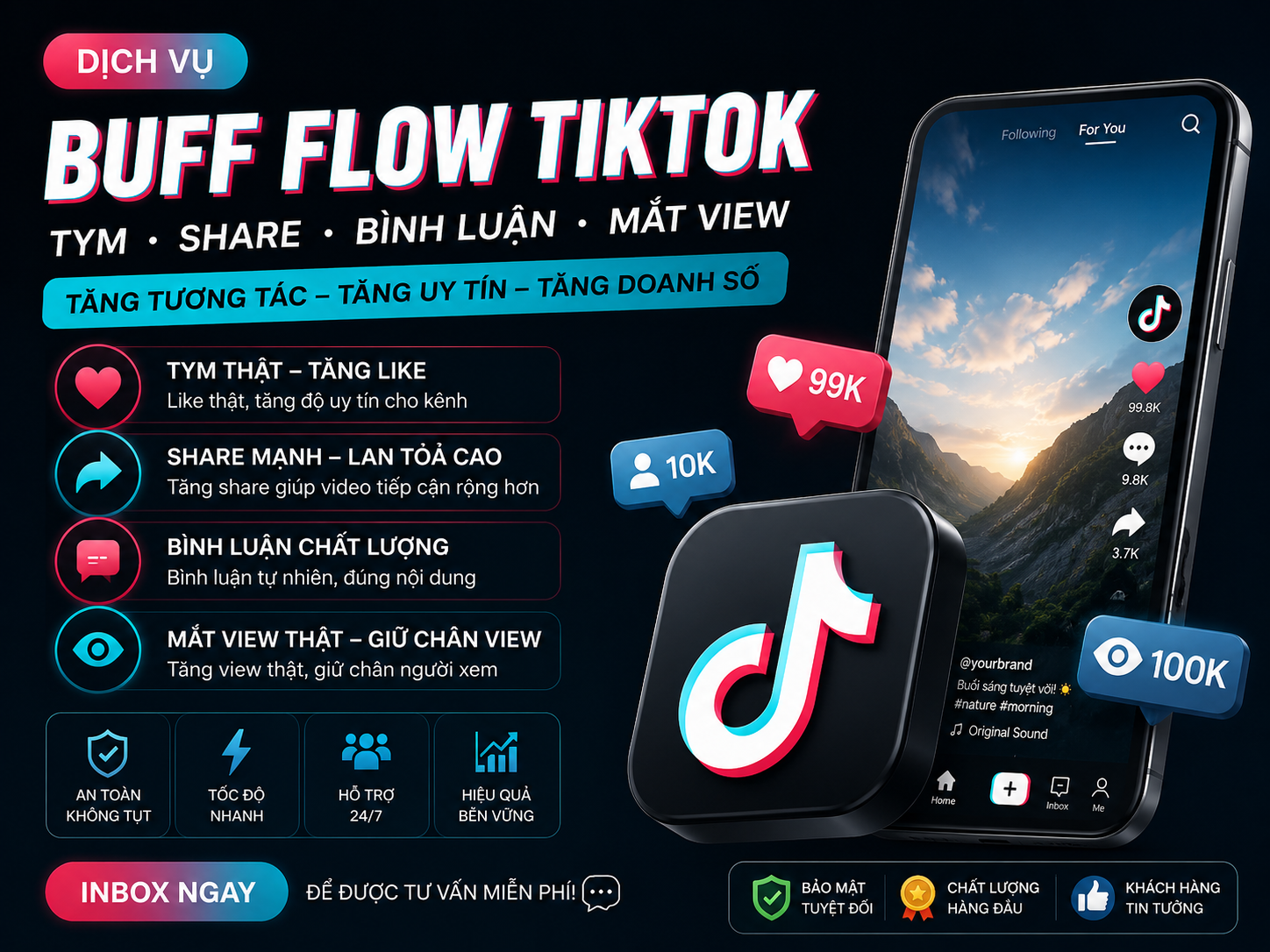 TIKTOK DỊCH VỤ TƯƠNG TÁC – Thả Tim, Follow, View, Chia Sẻ,.. Uy Tín – Chất lượng - Giá Rẻ