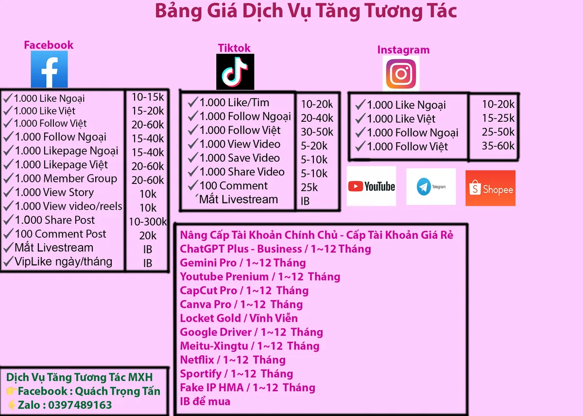 Tym,Follow Tiktok giá cực rẻ