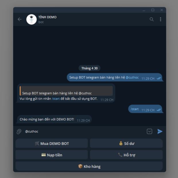 SETUP BOT TELEGRAM BÁN HÀNG 24/7