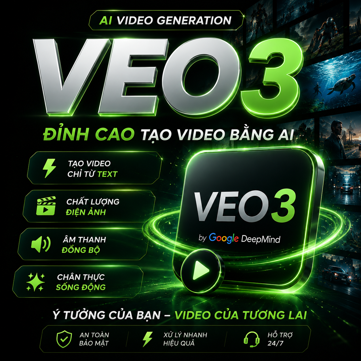 Tài khoản Veo 3 0-25k Credit 1 THÁNG ( Có bảo hành )