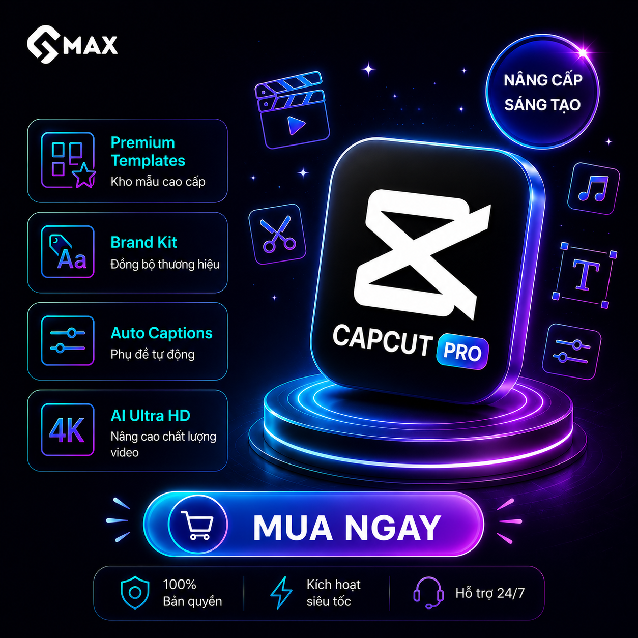 CAPCUT PRO CAO CẤP - DÙNG RIÊNG ỔN ĐỊNH BẢO HÀNH FULL