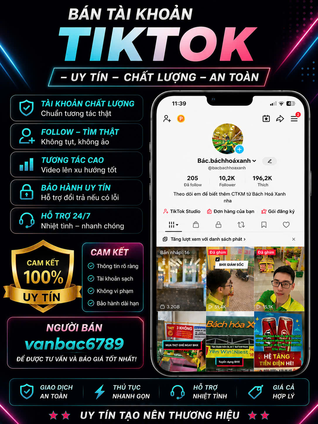 KÊNH TIKTOK 1000FL HÀNG NGƯỜI DÙNG VÀ XÂY CHUYÊN LIVE VS GIỎ HÀNG
