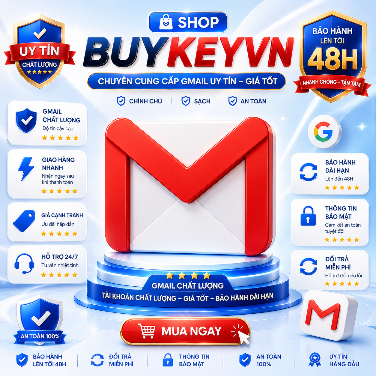 Tài khoản Gmail New - Cổ siêu chất lượng