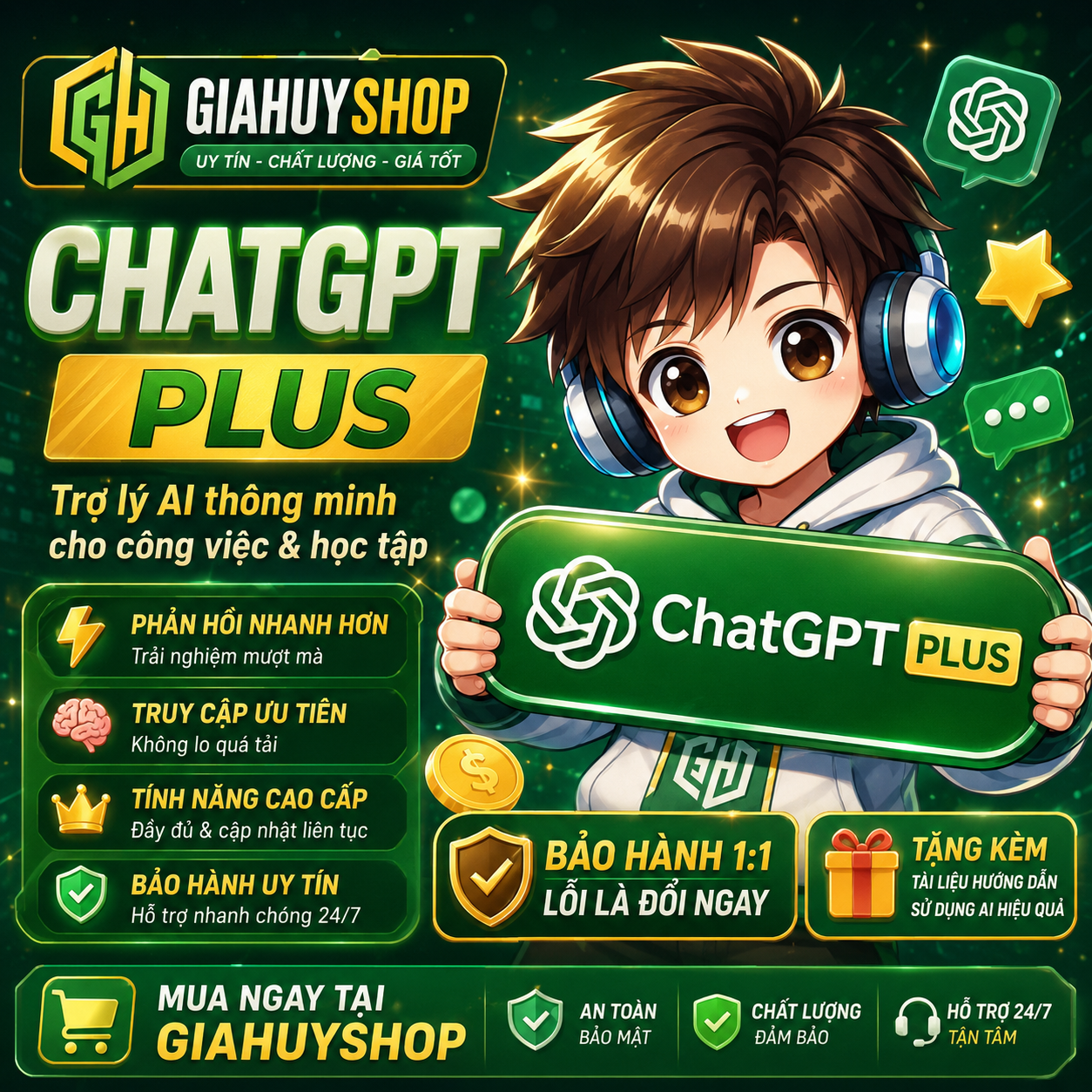 CHATGPT PLUS 1 THÁNG | BẢO HÀNH THỜI GIAN SỬ DỤNG