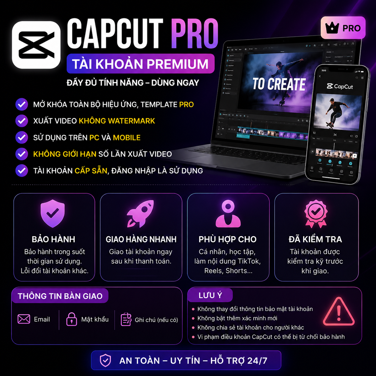 Cap Cut Pro hàng chuẩn