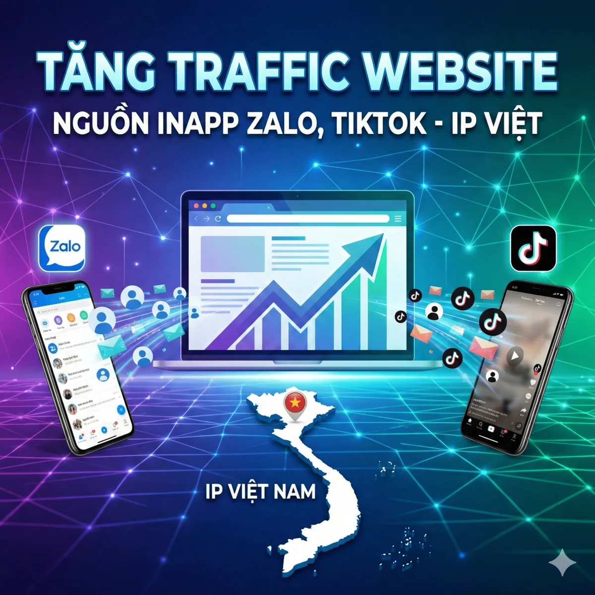 Tăng traffic truy cập website nguồn từ inapp Zalo, TikTok IP Việt